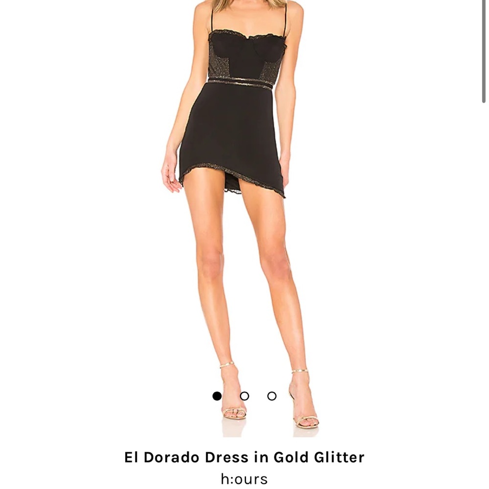 Revolve Black & Gold mini dress! Perfect for college functions!